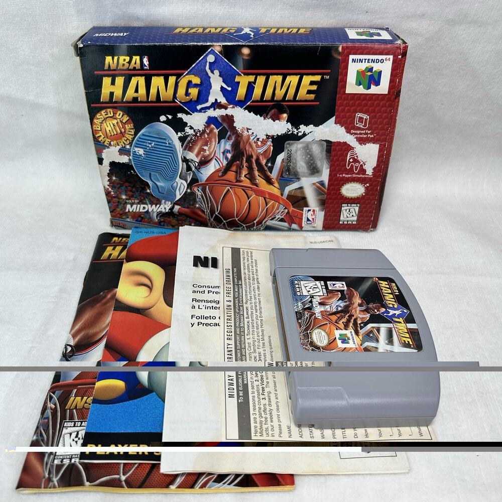 NBA Hangtime N64 Authentic Nintendo 64 Hang Time CIB Complete Damaged Box Manual